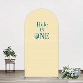 Lofaris Simple Beige Vibe Hole In One Birthday Arch Backdrop